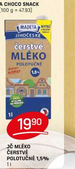 JČ MLÉKO ČERSTVÉ POLOTUČNÉ 1,5% 1l