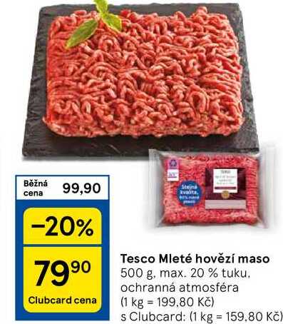 Tesco Mleté hovězí maso, 500 g, max. 20% tuku