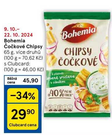 Bohemia Čočkové Chipsy, 65 g