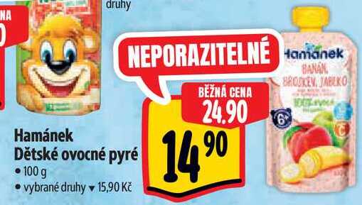 Hamánek Dětské ovocné pyré, 100 g