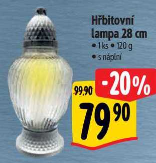 Hřbitovní lampa 28 cm, 120 g