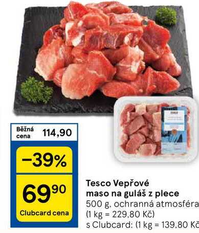 Tesco Vepřové maso na guláš z plece, 500 g