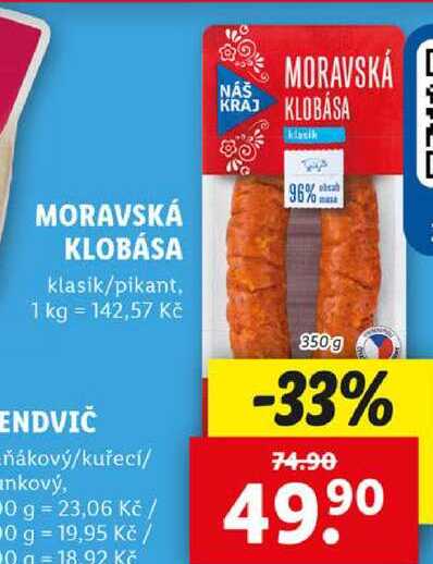 Moravská klobása, 350 g