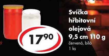 Svíčka hřbitovní olejová 9,5 cm, 110 g 