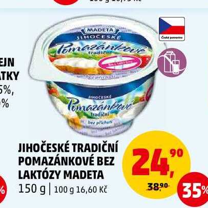 JIHOČESKÉ TRADIČNÍ POMAZÁNKOVÉ BEZ LAKTÓZY MADETA, 150 g