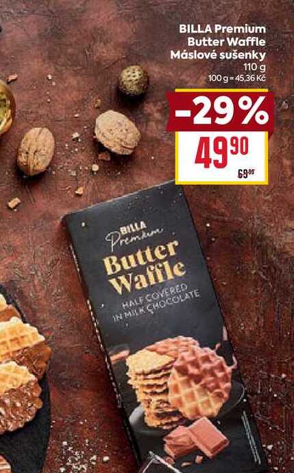 BILLA Premium Butter Waffle Máslové sušenky 110 g 