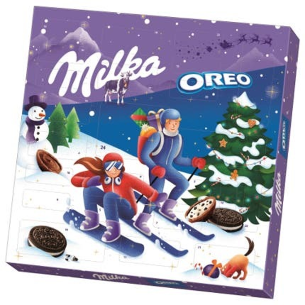 Milka Oreo adventní kalendář, Oreo sušenky a mléčná čokoládá