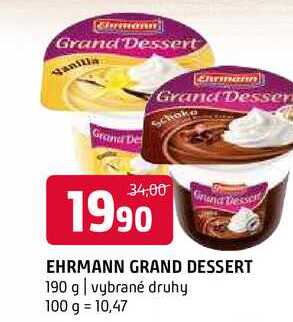 Ehrmann grand dessert 190g, vybrané druhy