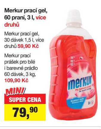 Merkur prací gel, 60 praní, 3l