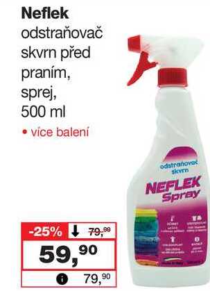 Neflek odstraňovač skvrn před praním, sprej, 500 ml 