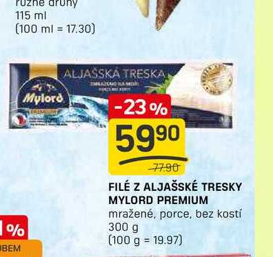 FILÉ Z ALJAŠSKÉ TRESKY MYLORD PREMIUM mražené, porce, bez kostí 300 g