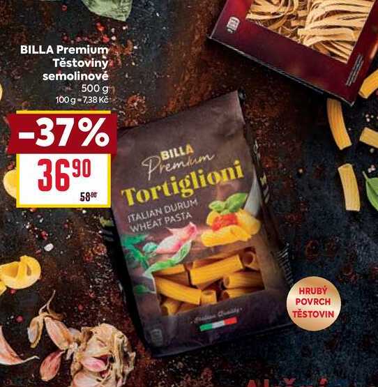 BILLA Premium Těstoviny semolinové 500 g 