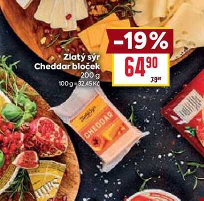 Zlatý sýr Cheddar bloček 200 g  