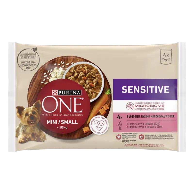 PURINA ONE Kapsičky Sensitive s lososem ve šťávě 4x 85 g, 340 g