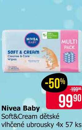 Nivea Baby Soft&Cream dětské vlhčené ubrousky 4x 57 ks 