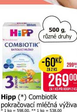 HiPP COMBIOTIK JUNIOR 500 g, různé druhy