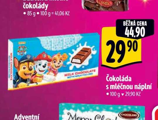   Čokoláda s mléčnou náplní • 100 g  