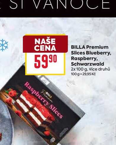 BILLA Premium Slices Blueberry, Raspberry, Schwarzwald 2x 100 g