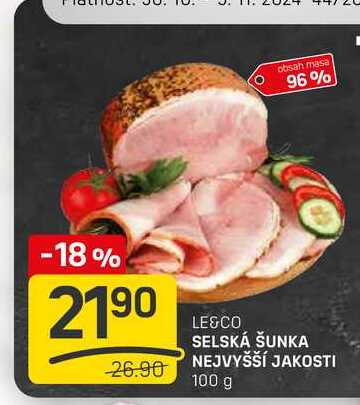 LE&CO SELSKÁ ŠUNKA NEJVYŠŠÍ JAKOSTI 100 g 