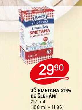 JČ SMETANA 31% KE ŠLEHÁNÍ 250 ml 