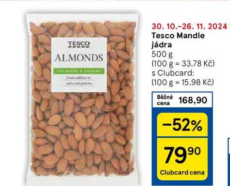 Tesco Mandle jádra, 500 g