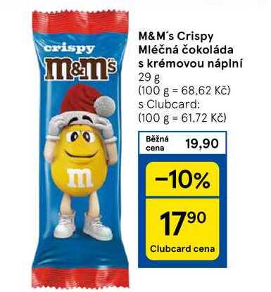 M&M's Crispy Mléčná čokoláda s krémovou náplní, 29 g