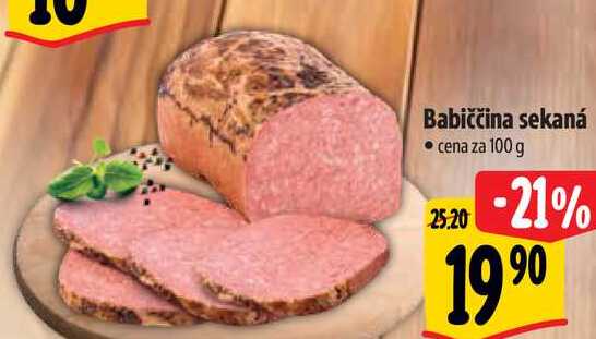 Babiččina sekaná, cena za 100 g 