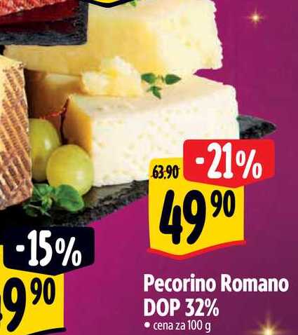 Pecorino Romano DOP 32%, cena za 100 g 