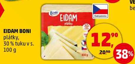 EIDAM BONI plátky, 30% tuku v s., 100 g