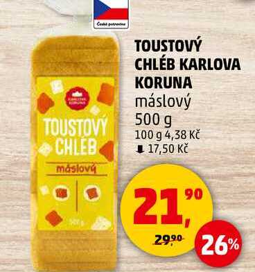 TOUSTOVÝ CHLÉB KARLOVA KORUNA máslový, 500 g 