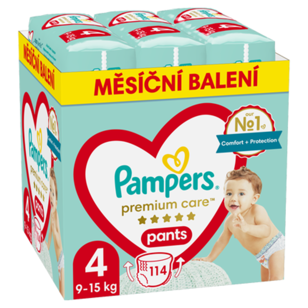 Pampers Pants Premium Care Plenkové kalhotky, měsíční balení, vel. 4 (9-15 kg)