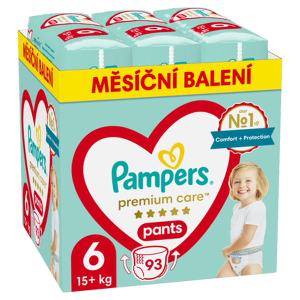 Pampers Pants Premium Care Plenkové kalhotky, měsíční balení, vel. 6 (15+ kg)