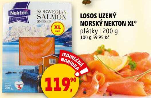 LOSOS UZENÝ NORSKÝ NEKTON XL plátky, 200 g 