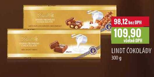 LINDT ČOKOLÁDY 300 g