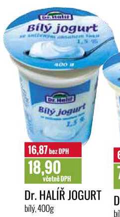 Dr. HALÍŘ JOGURT bílý, 400g