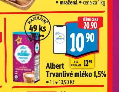  Albert Trvanlivé mléko 1,5% 1 l