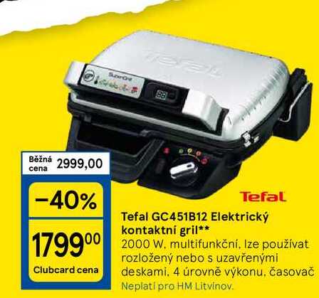 Tefal GC451B12 Elektrický kontaktní gril, 2000 W