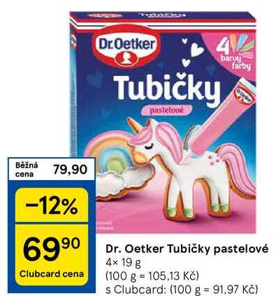 Dr. Oetker Tubičky pastelové, 4× 19 g