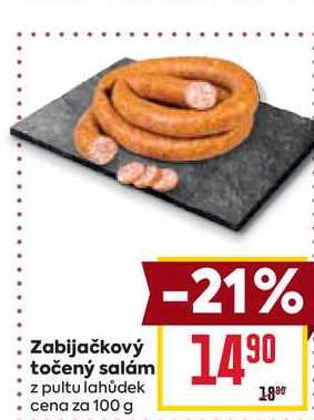 Zabijačkový točený salám z pultu lahůdek cena za 100 g 