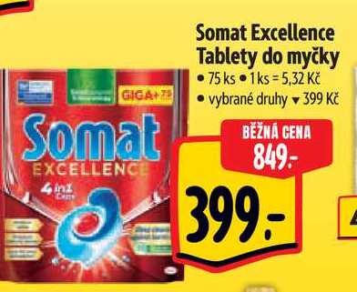 Somat Excellence Tablety do myčky, 75 ks 