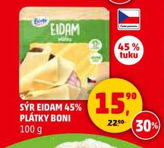 SÝR EIDAM 45% PLÁTKY BONI, 100 g 