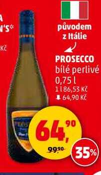 PROSECCO bílé perlivé, 0,75 l