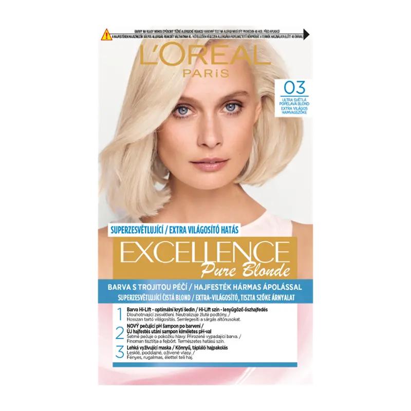 L'Oréal Barva na vlasy Excellence Pure Blonde 03 ultra světlá popelavá blond, 1 ks