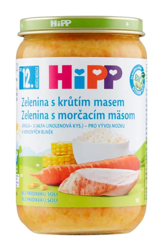 HiPP BIO Příkrm zelenina s krůtím masem, 220 g