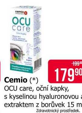 Cemio OCU care, oční kapky, s kyselinou hyaluronovou a extraktem z borůvek 15 ml
