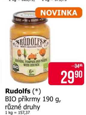 Rudolfs BIO příkrmy 190 g, různé druhy 