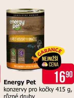 energy pet konzervy pro kočky 415 g, různé druhy 