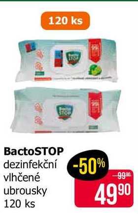 BactoSTOP dezinfekční vlhčené ubrousky 120 ks 