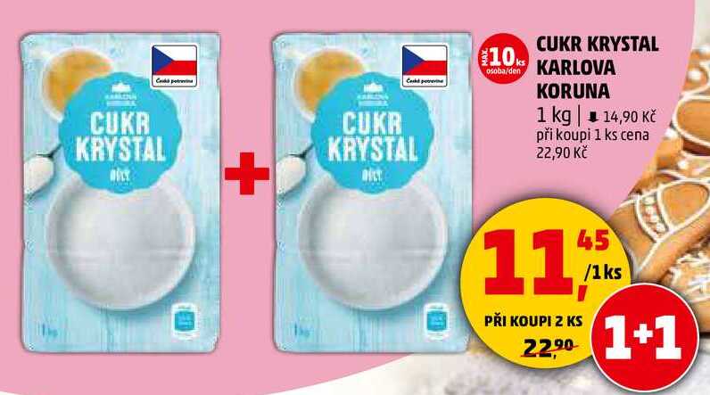 CUKR KRYSTAL KARLOVA KORUNA, 1 kg,  1+1 