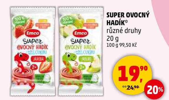 SUPER OVOCNÝ HADÍK různé druhy, 20 g